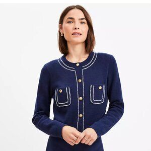 LOFT Topstitched Sweater Jacket